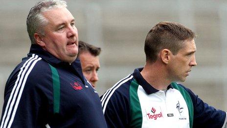 Armagh manager Paul Grimley with Kieran McGeeney