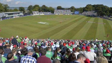 A big crowd watched England play Ireland at Malahide in 2013