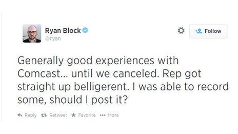 A tweet from Ryan Block.