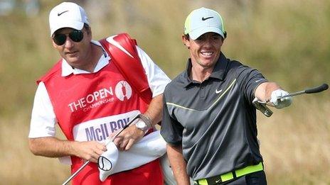 Rory McIlroy in action at The Open