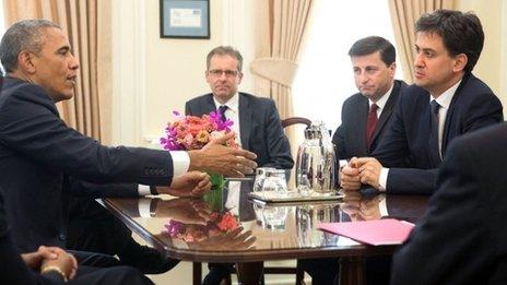 President Barack Obama meets Labour leader Ed Miliband in the White House