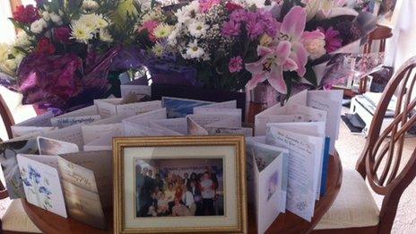 Sympathy cards and flowers