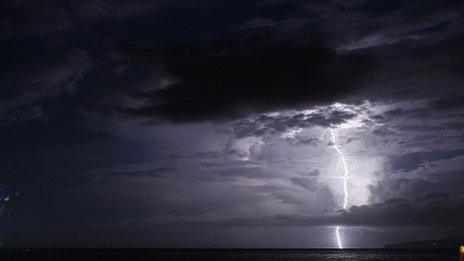 Storm at sea, near site of Costa Concordia sinking