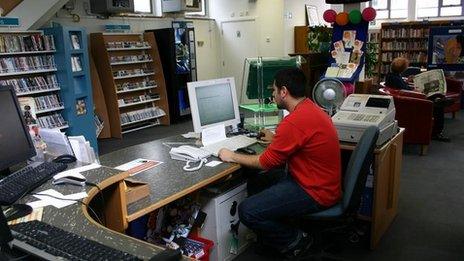 Man working in library