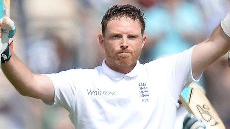 England's Ian Bell celebrates his century