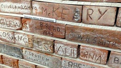 Bricks with names of American servicemen at Ditchingham Maltings