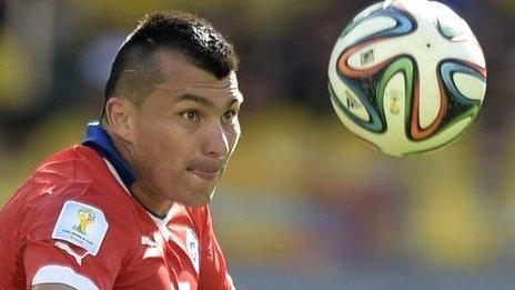 Gary Medel in action for Chile against Brazil at the World Cup