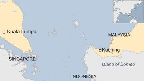 Map showing where Kuching is