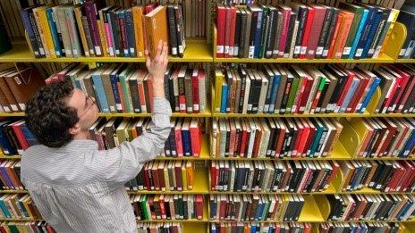 Man in library