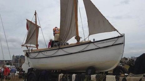 A replica of the lifeboat used by Ernest Shackleton