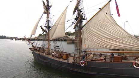 A tall ship in Plymouth