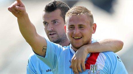 Neal Gawley and David Cushley scored for Ballymena United