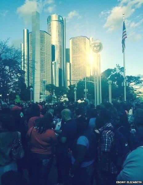 Gathering in Hart Plaza Detroit Michigan 14 August 2014