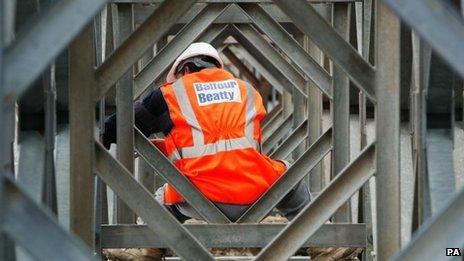 A Balfour Beatty workman on a construction site