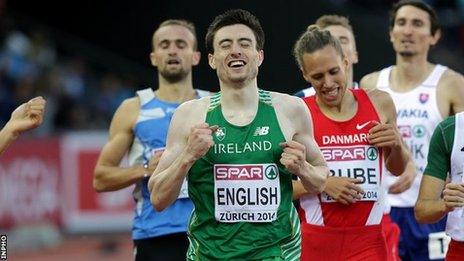 Mark English celebrates winning bronze in Zurich