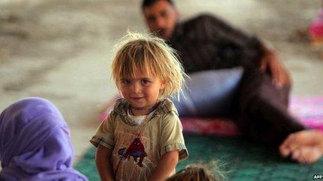 A Yazidi refugee girl in Dohuk, northern Iraq, 16 August