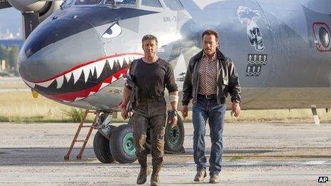 Sylvester Stallone and Arnold Schwarzenegger in The Expendables 3