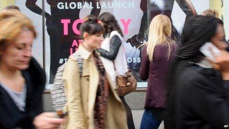 Shoppers outside Topshop, Oxford Street