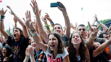 Fans at the 22nd Sziget Festival in Hungary