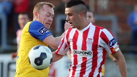 Michael Duffy scored Derry City's second goal in their 3-0 win over Limerick