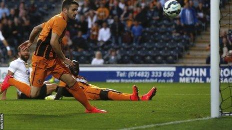 Robbie Brady scores for Hull against Lokeren