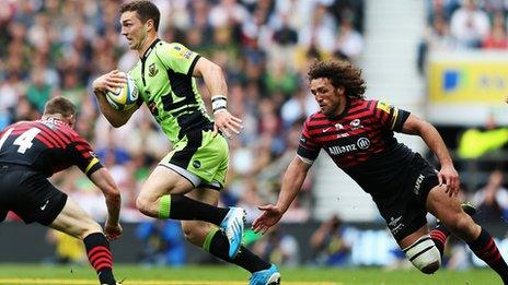 George North slips between tackles