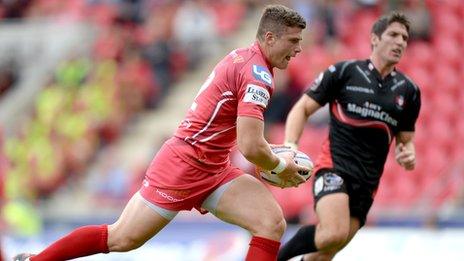 Scott Williams runs it to score a try