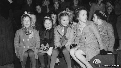 Orphans from St Anthony"s Home for Girls, Feltham, waiting at St Pancas railway station, London, before travelling to Tilbury docks to board a ship bound for Australia under the Catholic Emigration Scheme, 17th December 1948