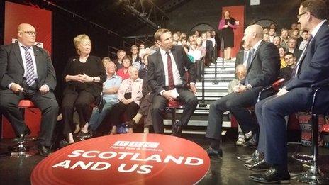 L-R: Craig Johnston, RMT Union; Christine Grahame , SNP MSP; John Stevenson, Conservative MP for Carlisle and Phil Wilson, Labour MP for Sedgefield