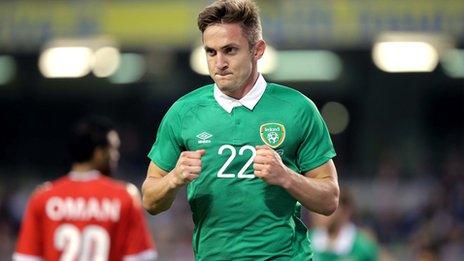 Kevin Doyle celebrates after putting the Republic ahead against Oman