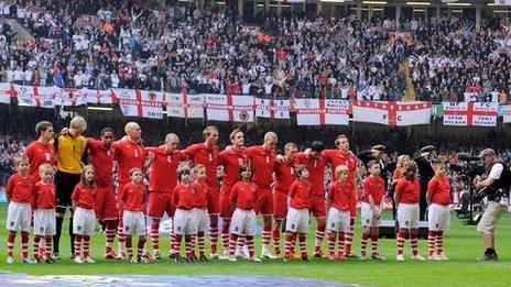 Wales line-up at the Millennium Stadium