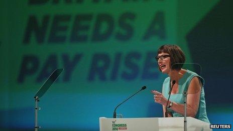 Francis O'Grady, general secretary of the TUC delivers her keynote speech