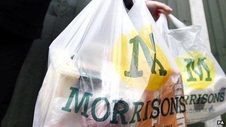 A bag of shopping bought from Morrisons