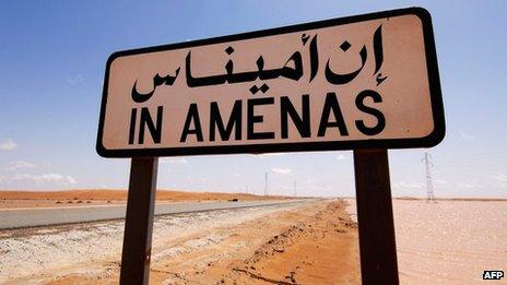 In Amenas road sign