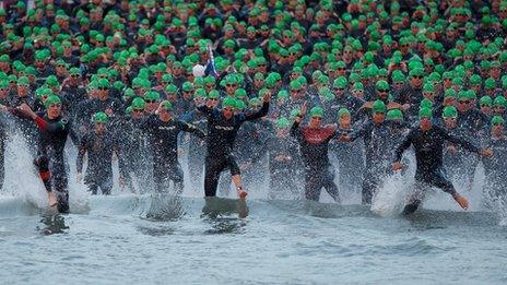 Athletes in Ironman Wales