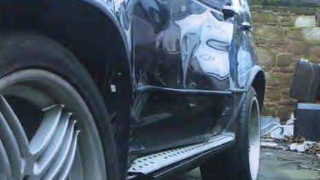 Michael Lee's damaged BMW