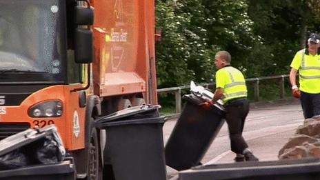 Bins being emptied