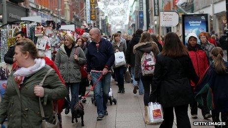 Shopper in crowded Dublin street