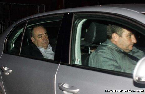 Alex Salmond in the back of a car