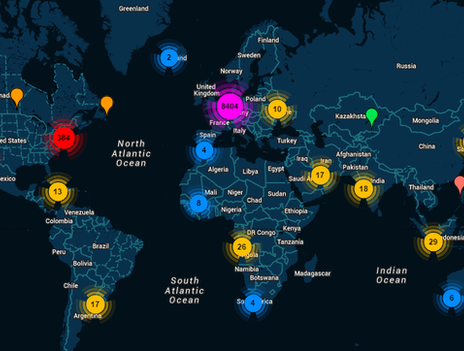 Map of the world showing where people talking about the referendum