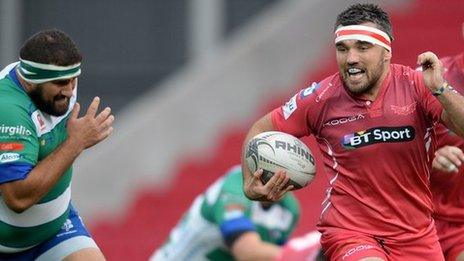 Emyr Phillips heads for the line