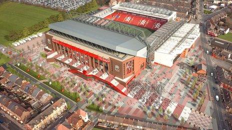 Artist's impression of the new Anfield stadium