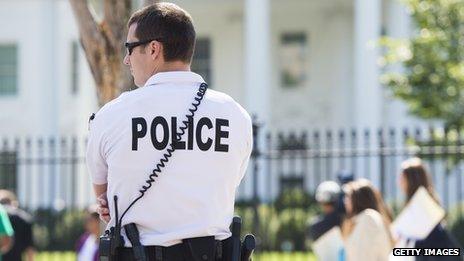 Officer watching over the White House