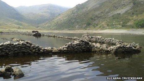 Walls of Mardale seen as the water levels fall