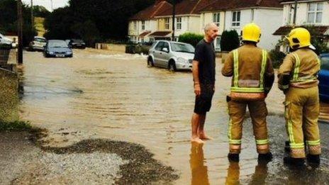 Flooded road in Kingswood