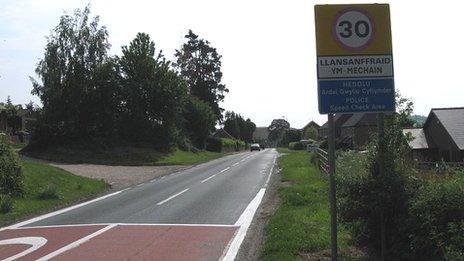 Road sign for the village