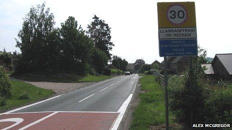 Road sign for the village