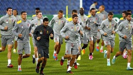 Liverpool train ahead of their match in Basel