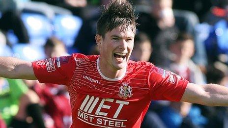 Peter McMahon scored two in Portadown's 4-0 win away to Institute