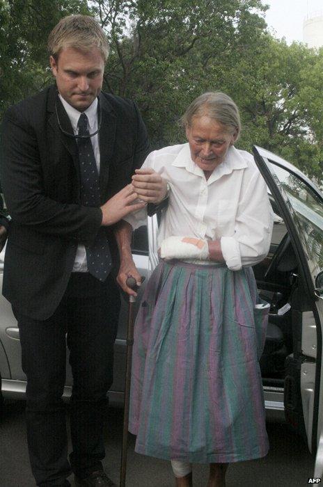 Marianne Petzold (right) after her release